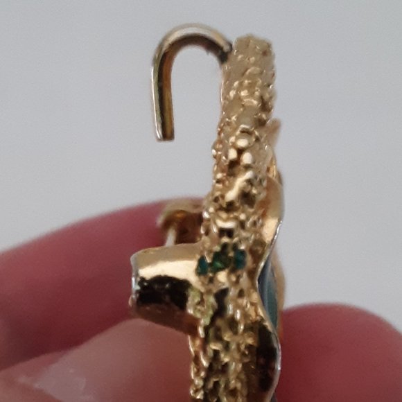 Vintage Enamel Circle Floral Pin Brooch Pendant Gold Tone - Picture 5 of 7